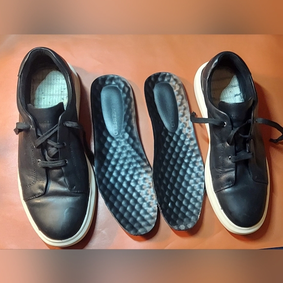 KARL LARGERFELD PARIS MEN\'S BLACK LEATHER CASUAL OXFORD CITY SNEAKERS SIZE 10